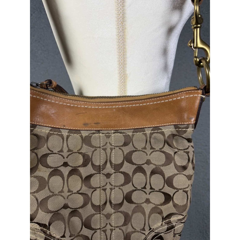 Coach Signature Monogram Swingpack Crossbody Bag Khaki Brown 10402 - Picture 2 of 8